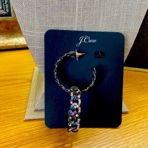 JCrew hoop earrings with multi colored stones